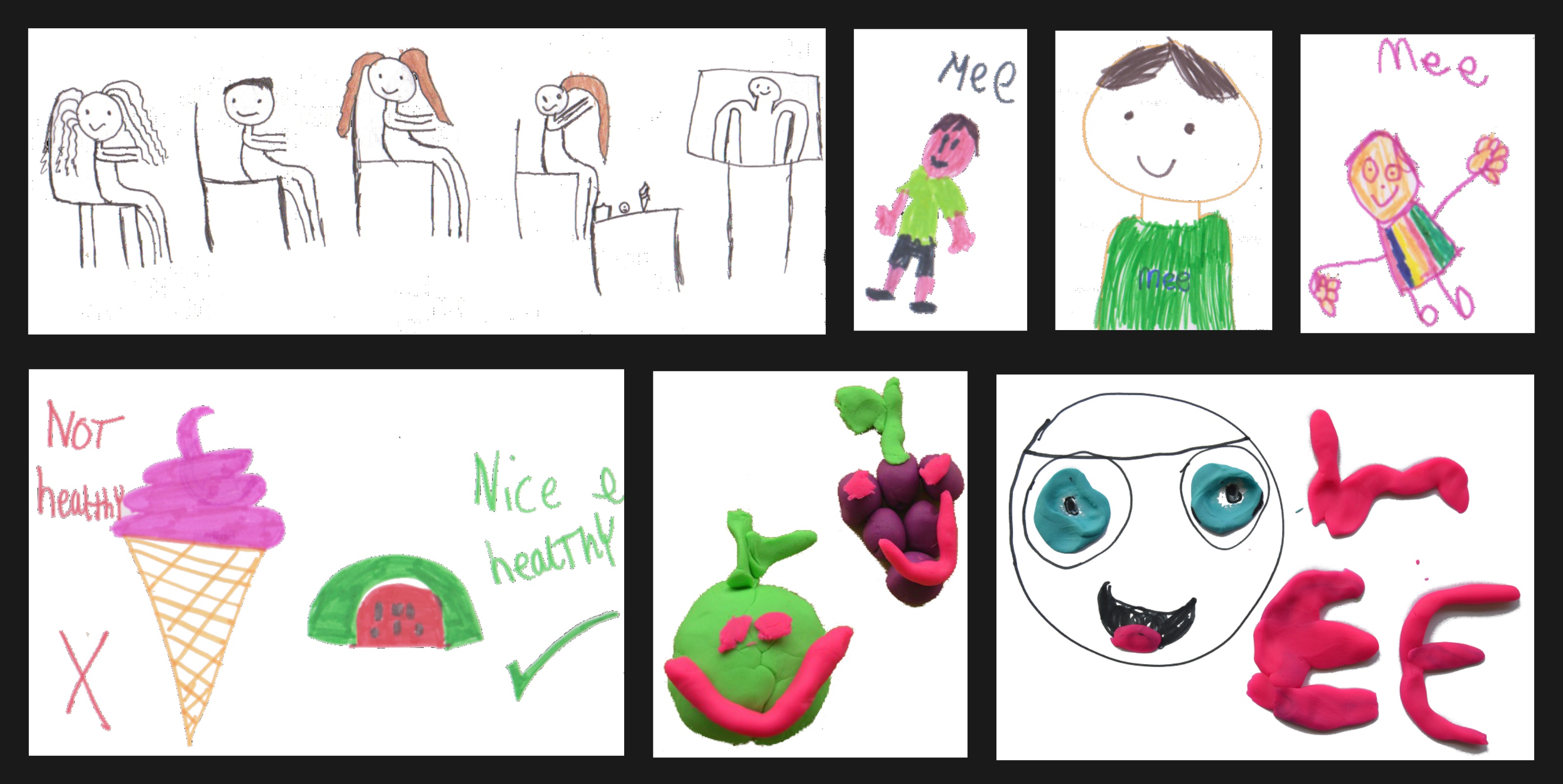 Some of the children’s drawings and crafts